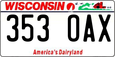 WI license plate 353OAX