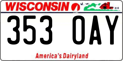 WI license plate 353OAY