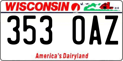 WI license plate 353OAZ