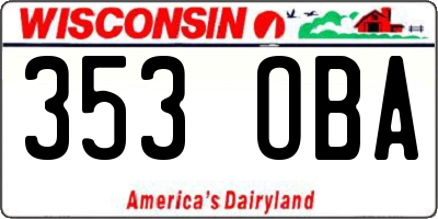 WI license plate 353OBA