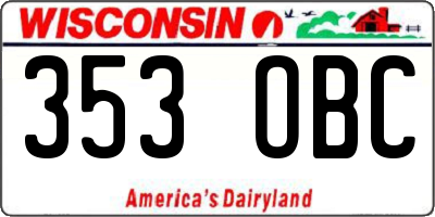 WI license plate 353OBC