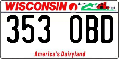 WI license plate 353OBD