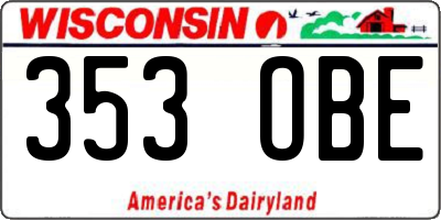 WI license plate 353OBE