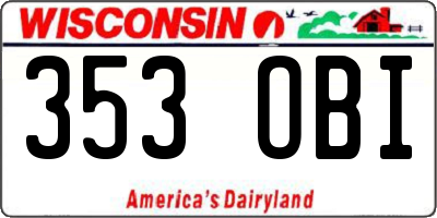WI license plate 353OBI