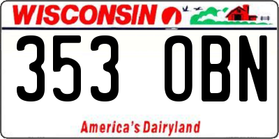 WI license plate 353OBN