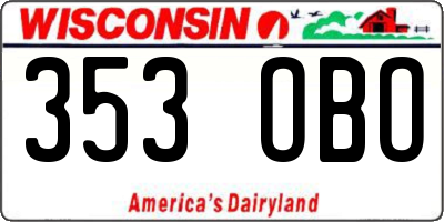 WI license plate 353OBO