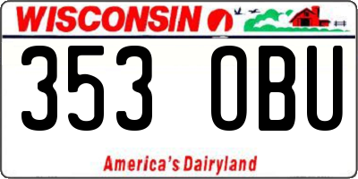 WI license plate 353OBU
