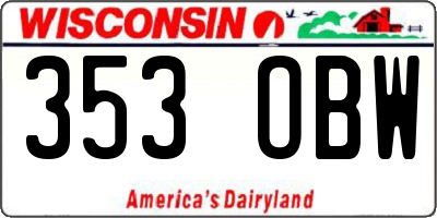 WI license plate 353OBW