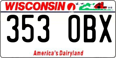 WI license plate 353OBX