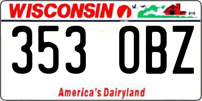 WI license plate 353OBZ