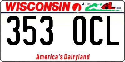 WI license plate 353OCL