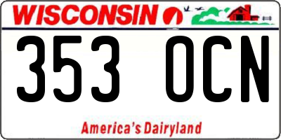 WI license plate 353OCN