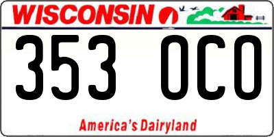 WI license plate 353OCO