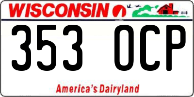 WI license plate 353OCP