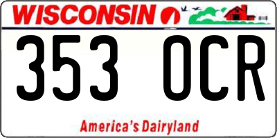 WI license plate 353OCR