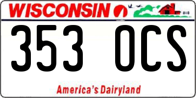 WI license plate 353OCS
