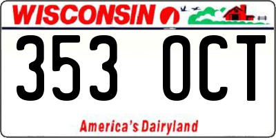 WI license plate 353OCT