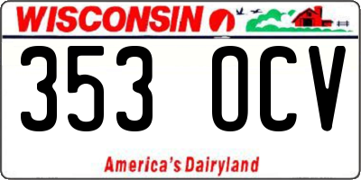 WI license plate 353OCV