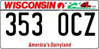 WI license plate 353OCZ