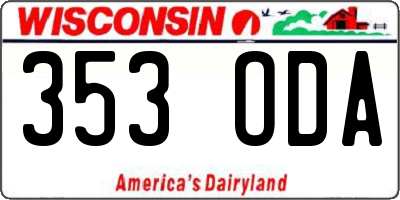WI license plate 353ODA
