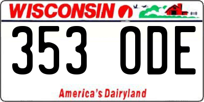 WI license plate 353ODE