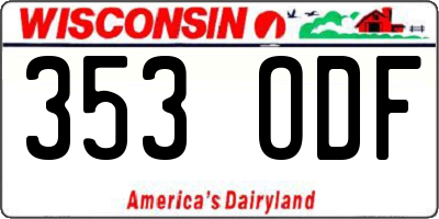 WI license plate 353ODF