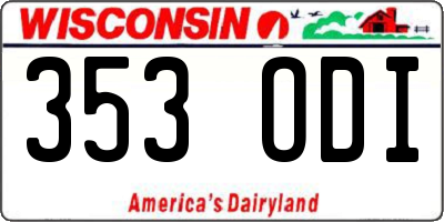 WI license plate 353ODI