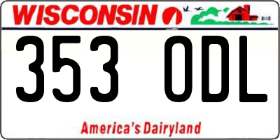 WI license plate 353ODL