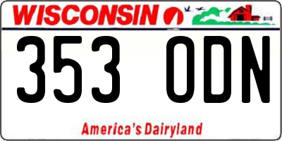 WI license plate 353ODN