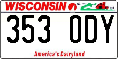 WI license plate 353ODY