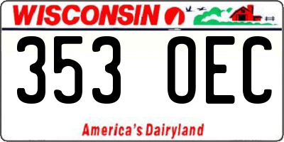 WI license plate 353OEC
