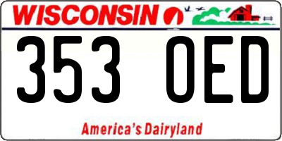 WI license plate 353OED