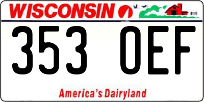 WI license plate 353OEF