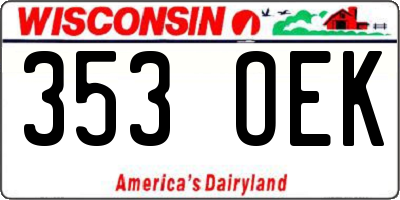 WI license plate 353OEK