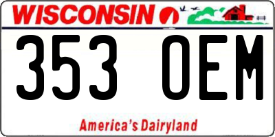 WI license plate 353OEM