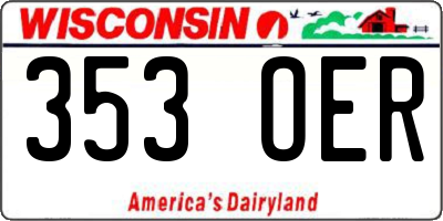 WI license plate 353OER