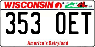 WI license plate 353OET