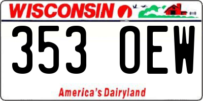 WI license plate 353OEW