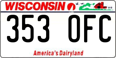 WI license plate 353OFC