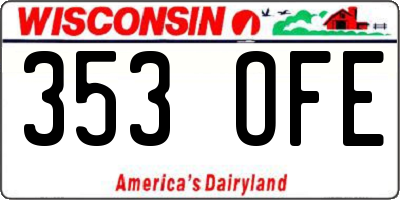 WI license plate 353OFE