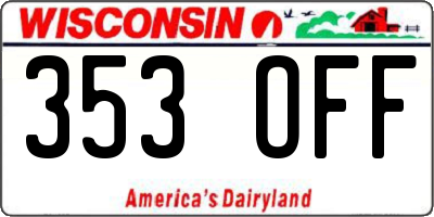 WI license plate 353OFF