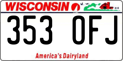 WI license plate 353OFJ