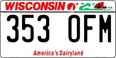 WI license plate 353OFM