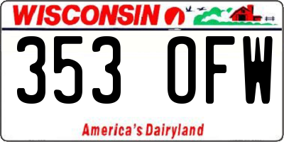 WI license plate 353OFW