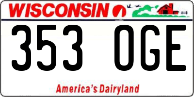 WI license plate 353OGE
