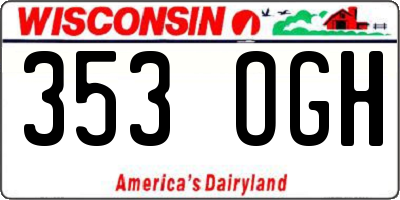 WI license plate 353OGH