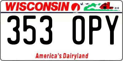 WI license plate 353OPY