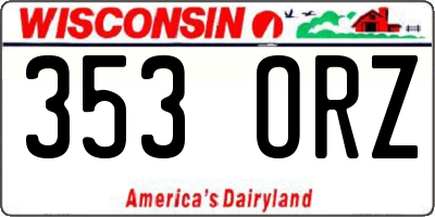 WI license plate 353ORZ