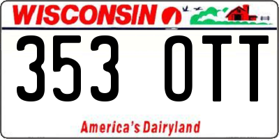 WI license plate 353OTT