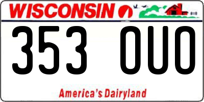 WI license plate 353OUO